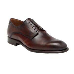 Antonio Maurizi Mens Cognac Leather Round Toe Lace Up Derby Dress Shoe Sz 10 New